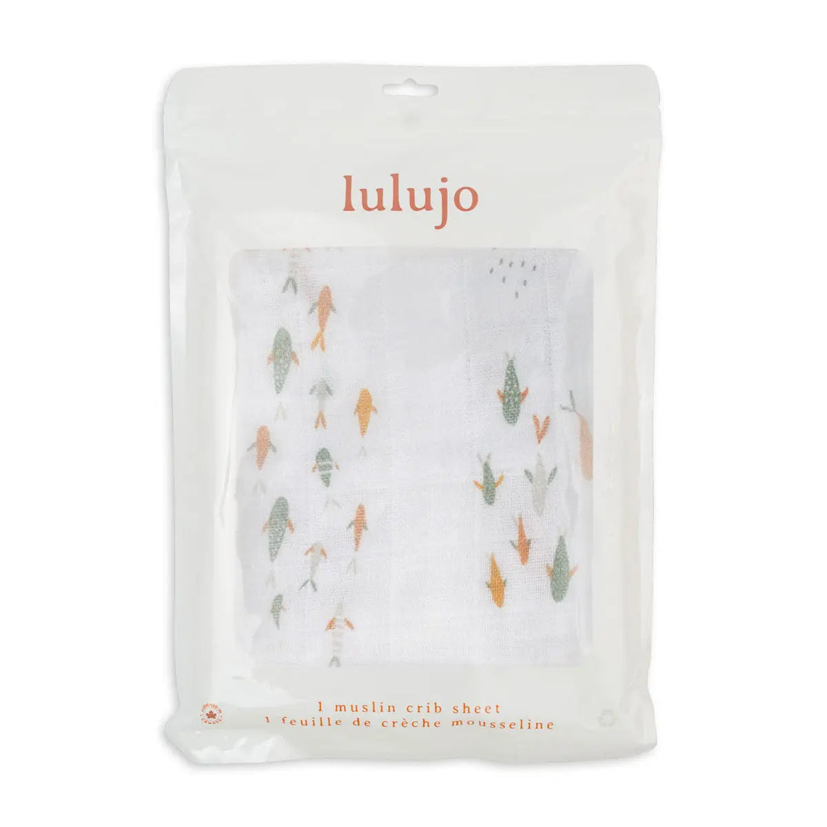 Lulujo - Cotton Fitted Cot  Sheet - Fish (135cm x 70cm) Lulujo