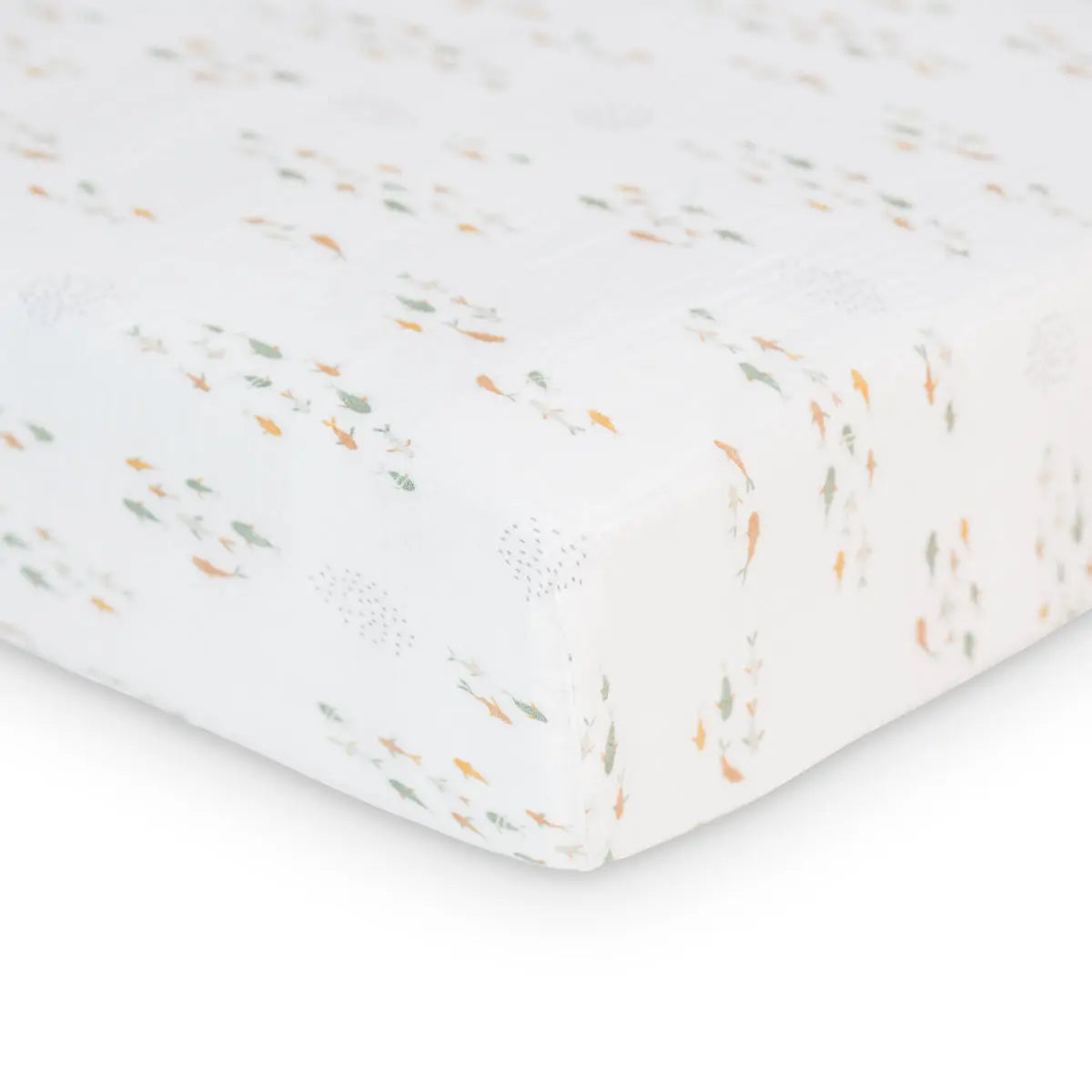Lulujo - Cotton Fitted Cot  Sheet - Fish (135cm x 70cm) Lulujo