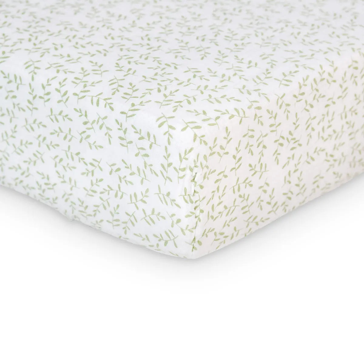 Lulujo - Cotton Fitted Cot  Sheet - Greenery (135cm x 70cm) Lulujo