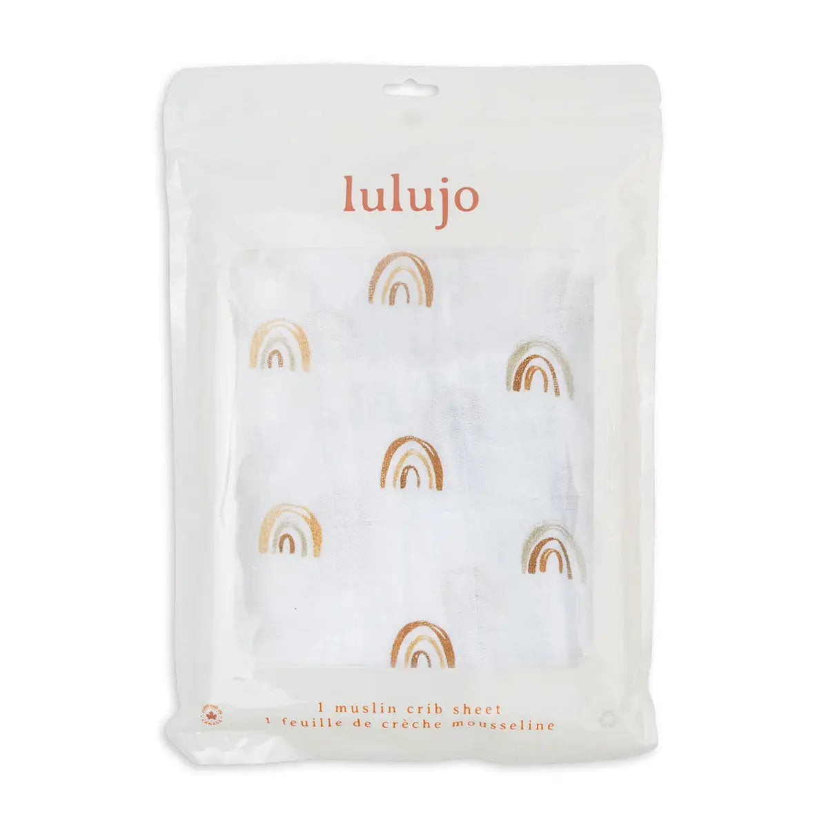 Lulujo - Cotton Fitted Cot  Sheet - Rainbows (135cm x 70cm) Lulujo