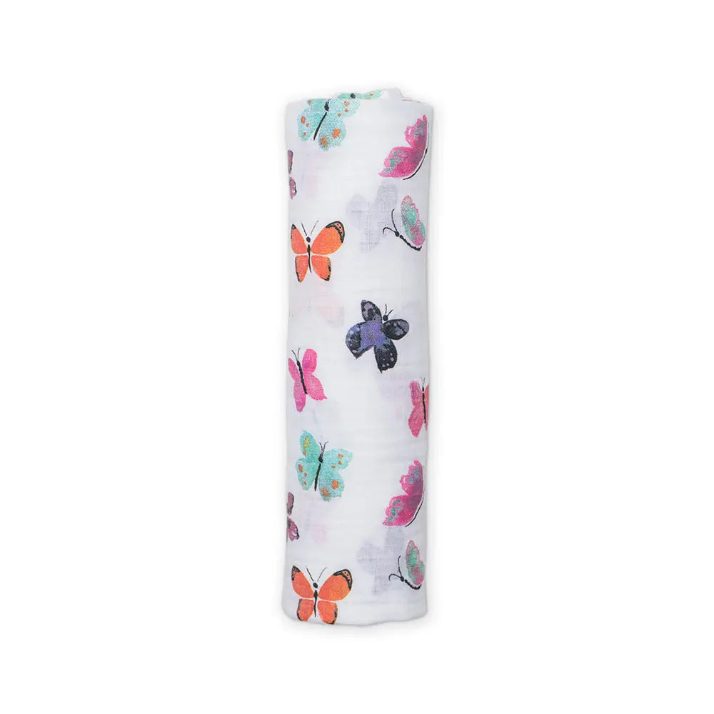 Lulujo - Muslin Swaddle - Butterflies (120cm x 120cm) Lulujo