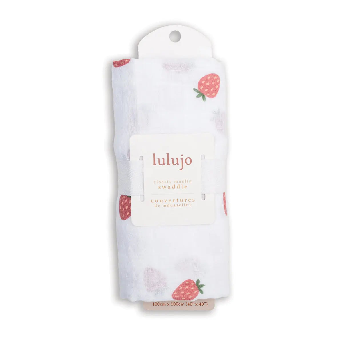 Lulujo - Muslin Swaddle - Strawberries (100cm x 100cm) Lulujo