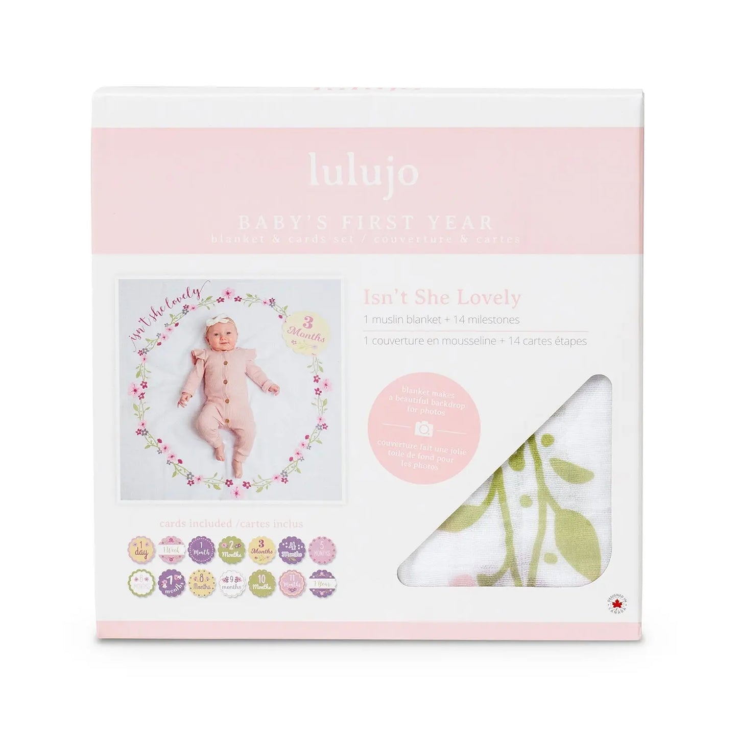 Lulujo - Single Cotton Swaddle & Cards Gift Set- Isn't She Lovely Lulujo