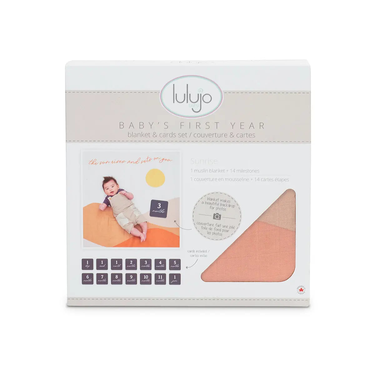 Lulujo - Single Cotton Swaddle & Cards Gift Set- Sun Rise Lulujo