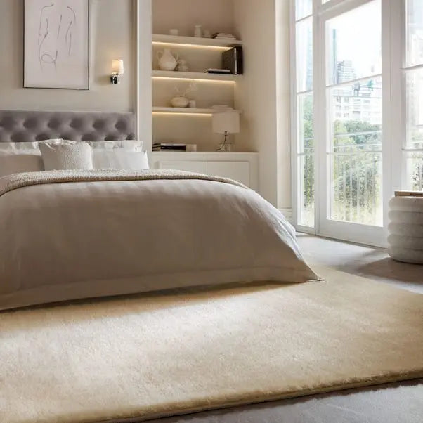Lumi Ivory Supersoft Luxe Sheen Rug Dunelm