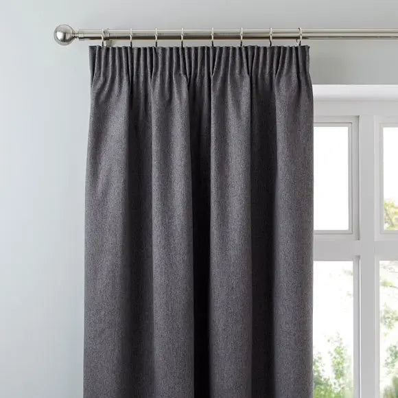 Luna Brushed Blackout Pencil Pleat Curtains Dunelm
