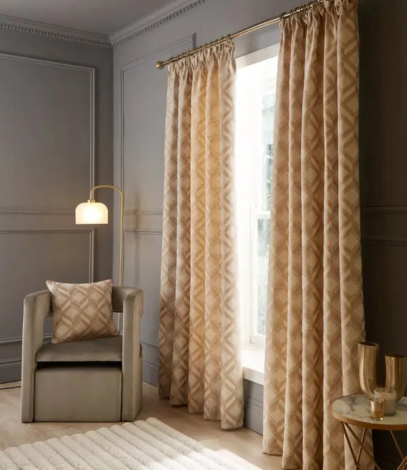 Luxe Jacquard Geo Pencil Pleat Curtains Dunelm