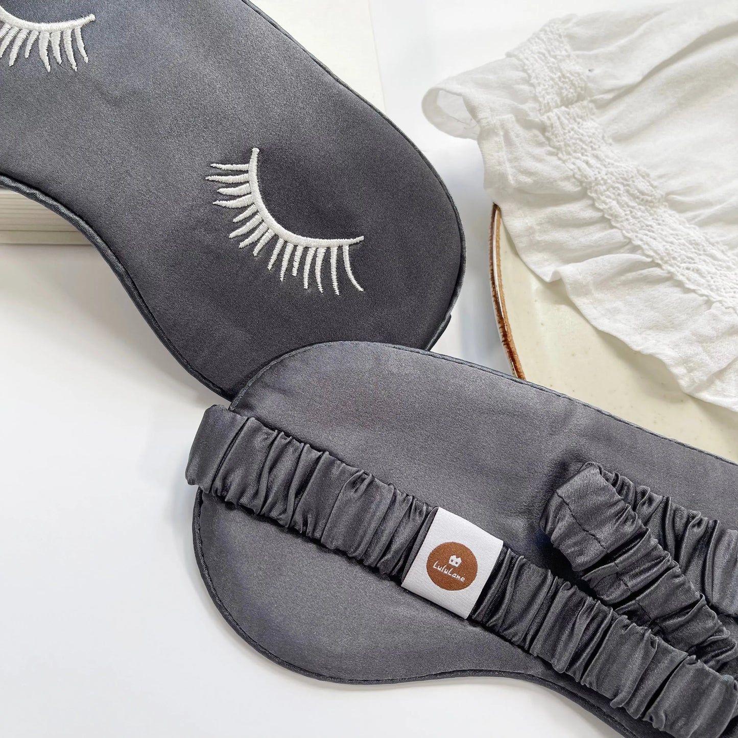 Luxury Embroidered Silk Sleep Mask - Soft Eye Mask for Restful Comfort LuluLane