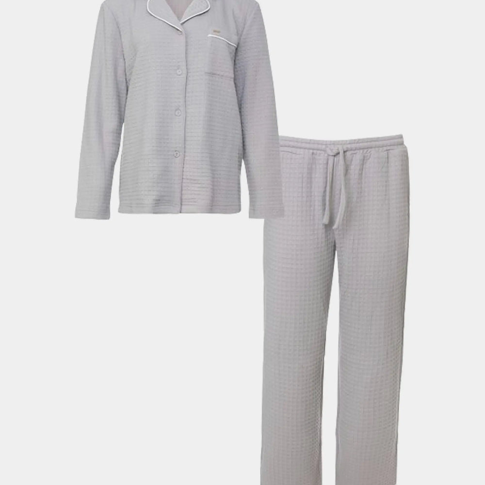 Luxury Suite Waffle PJ Set in Grey Pretty You London