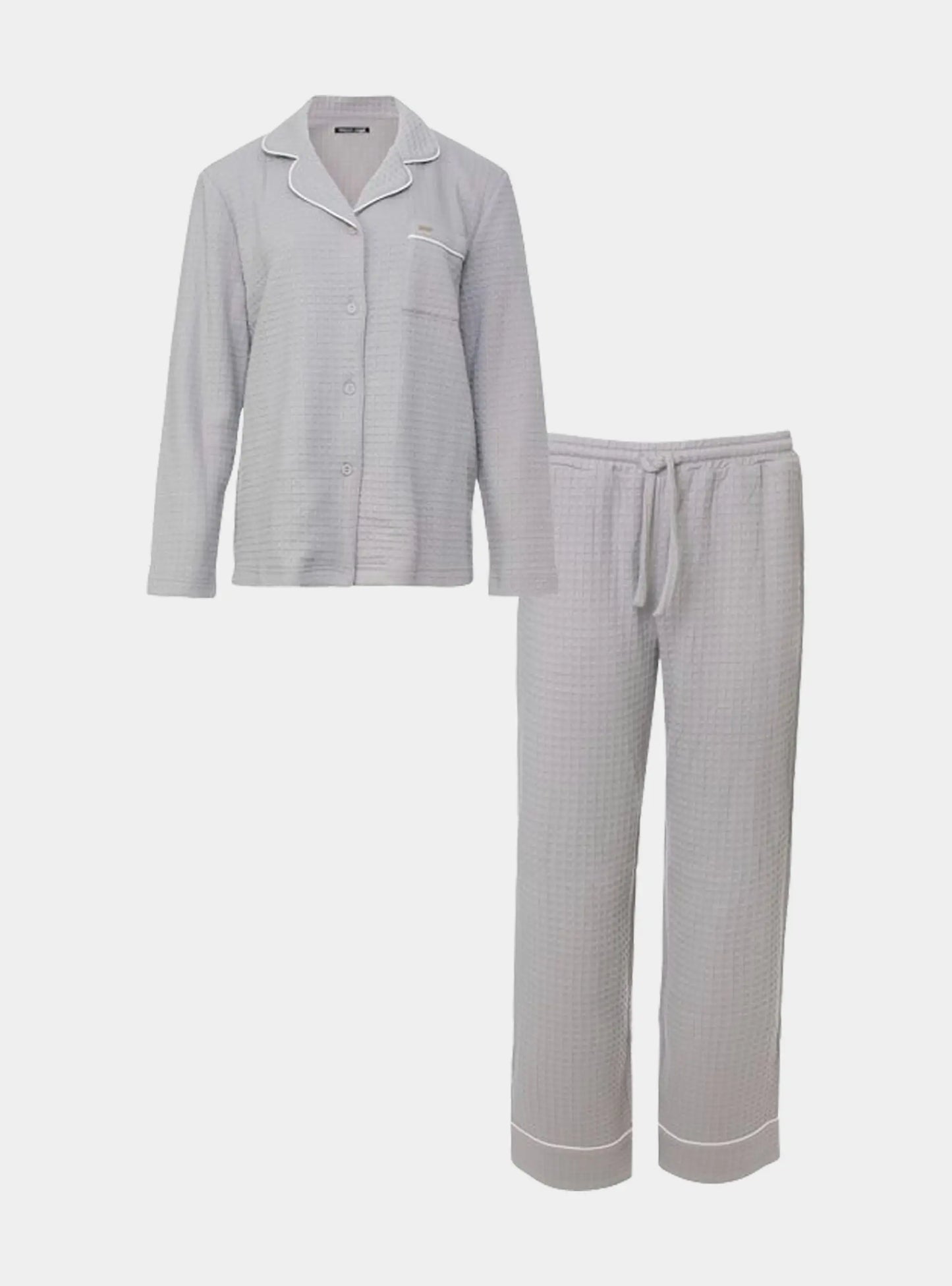 Luxury Suite Waffle PJ Set in Grey Pretty You London