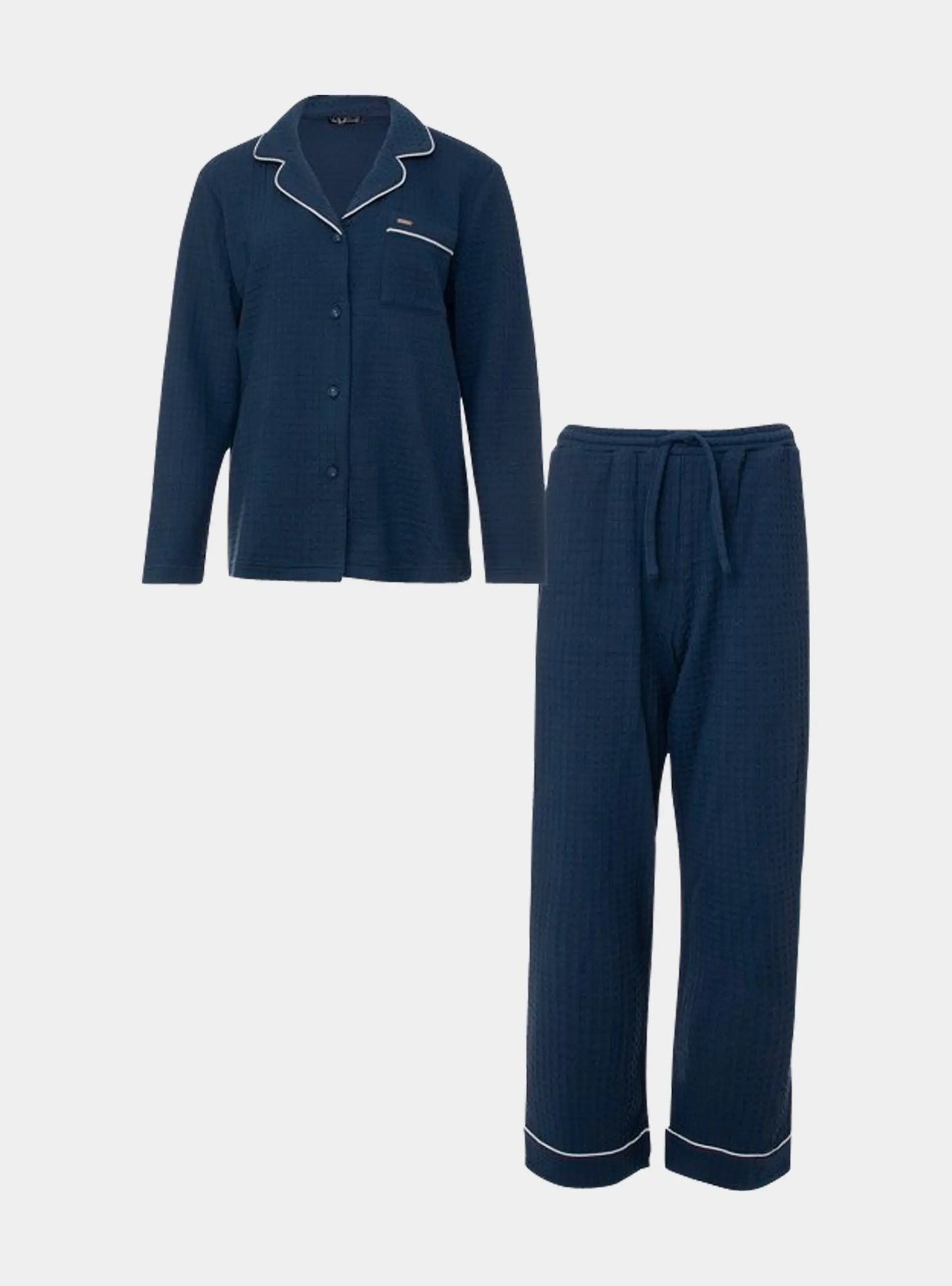 Luxury Suite Waffle PJ Set in Marine Blue Pretty You London