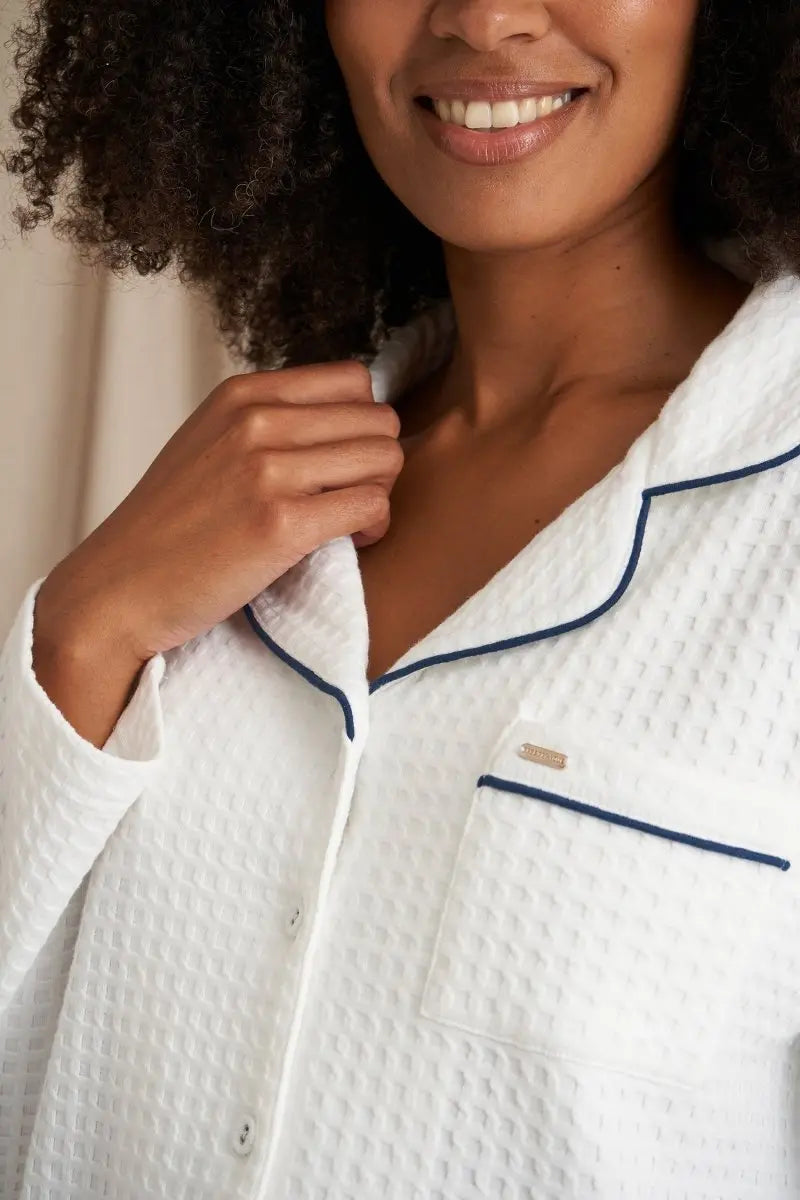 Luxury Suite Waffle PJ Set in White Pretty You London