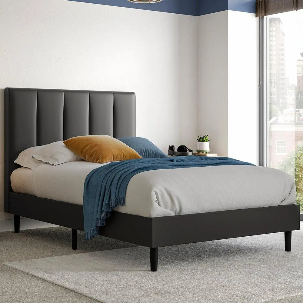 Lynton Faux Leather Bed Frame - Black Dreams