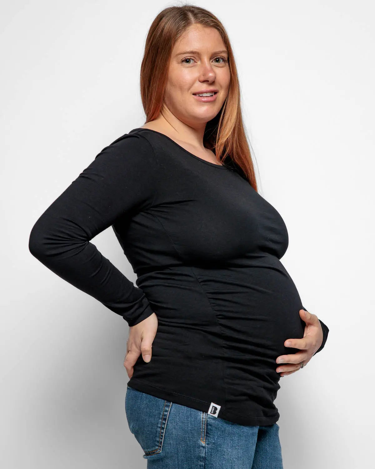 MATERNITY LONG SLEEVE TOP IN BLACK Bshirt