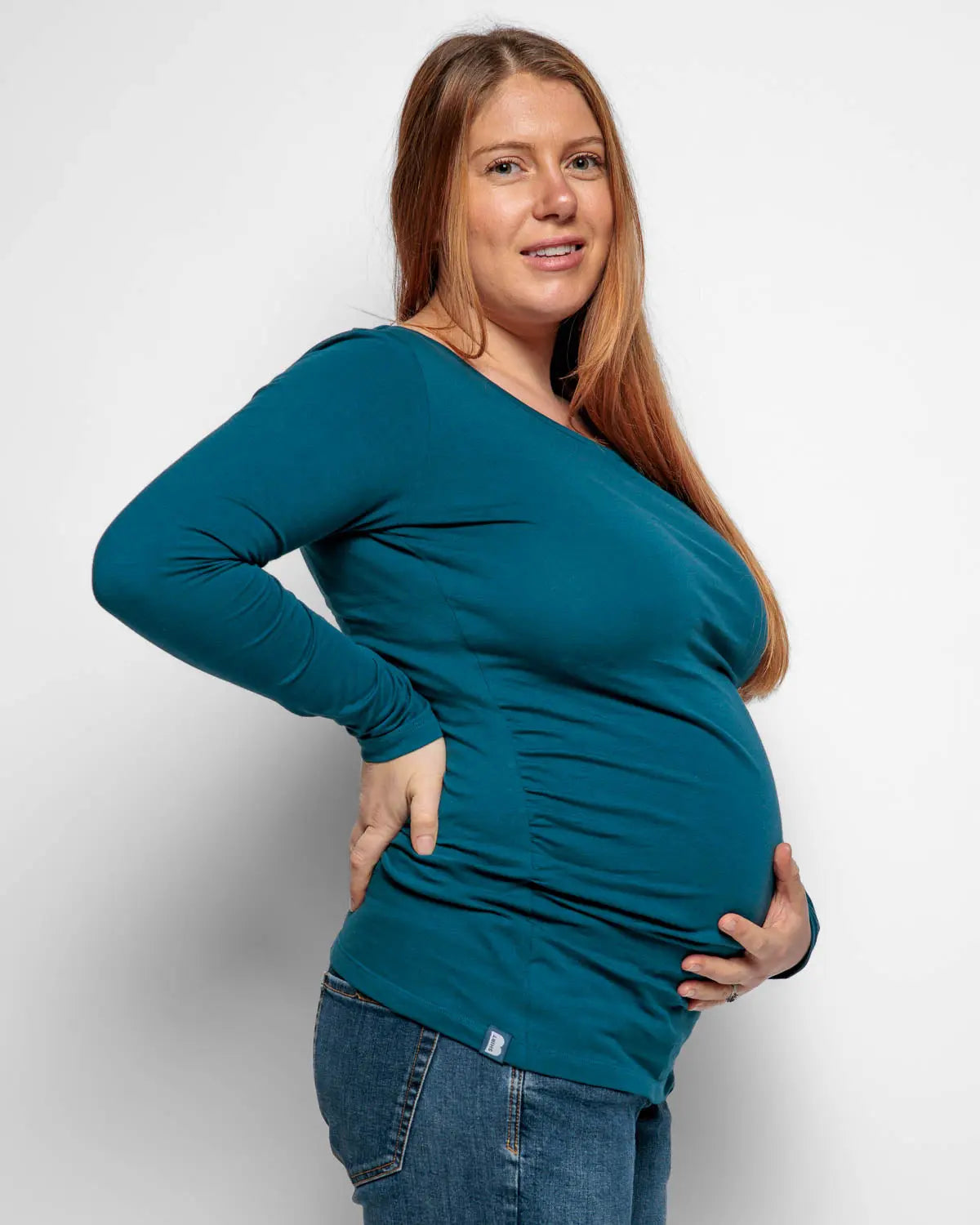 MATERNITY LONG SLEEVE TOP IN TEAL Bshirt