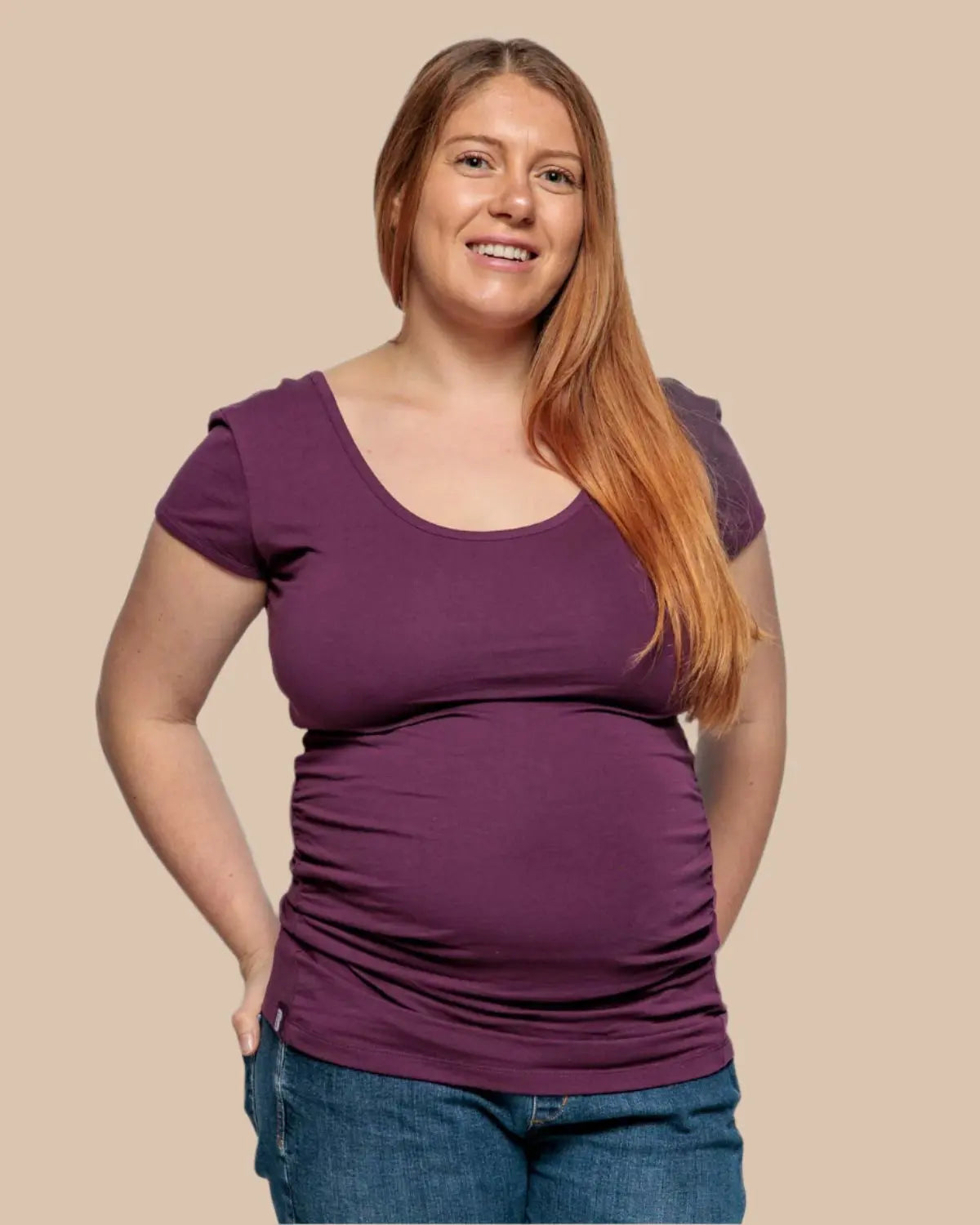 MATERNITY SHORT SLEEVE TSHIRT IN PLUM Bshirt