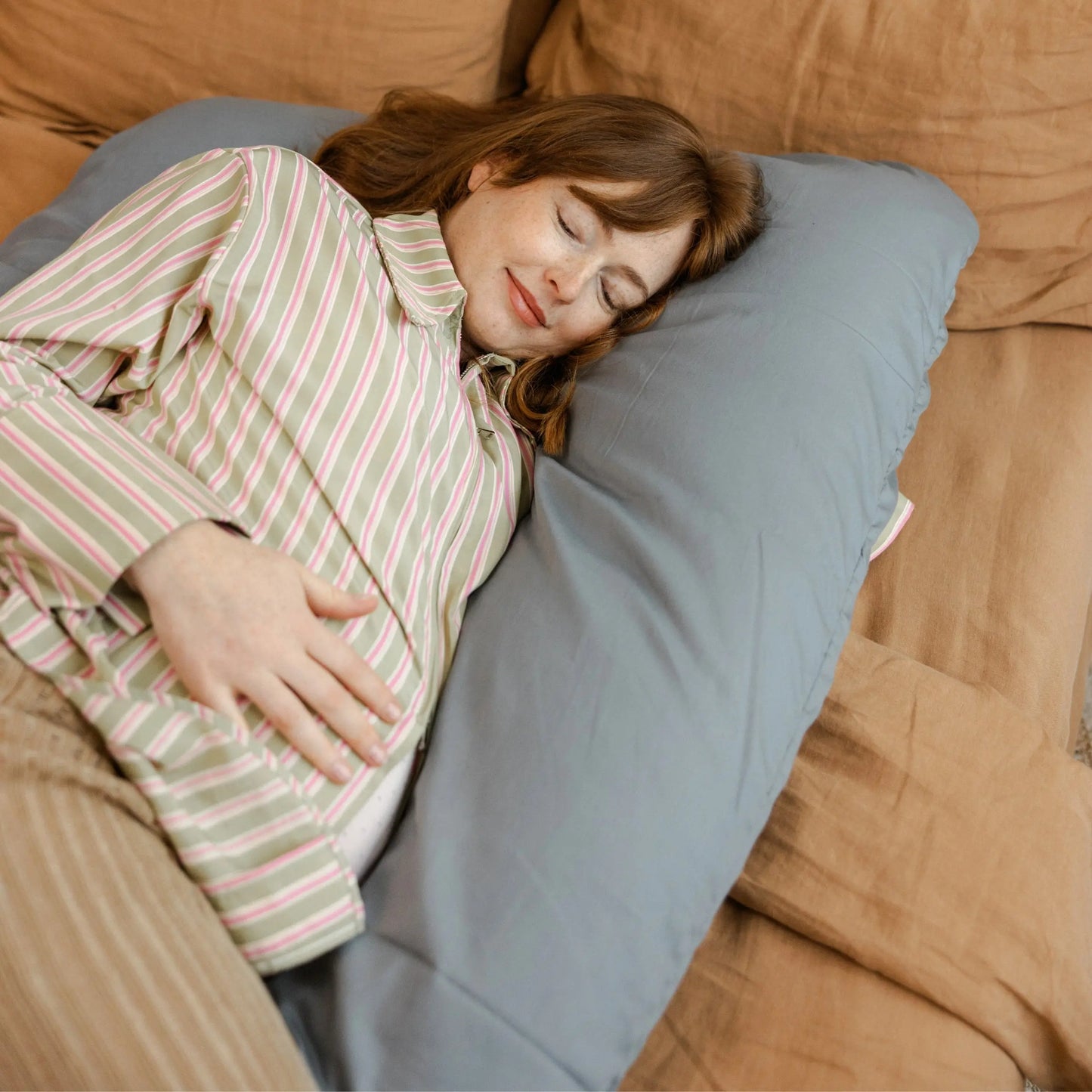 MINICAMP U-Shaped Pregnancy Pillow with Natural Sateen Cotton Cover in Stone Grey | Kapok or PES Filling MINICAMP