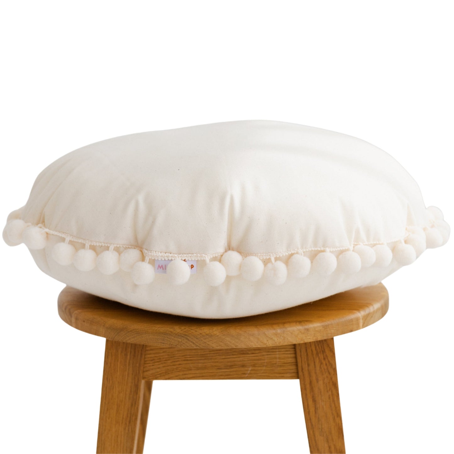 Throw Pillow in Ecru with Pompom trim MINICAMP