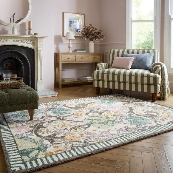 Mabel Floral Wool Rug Dunelm