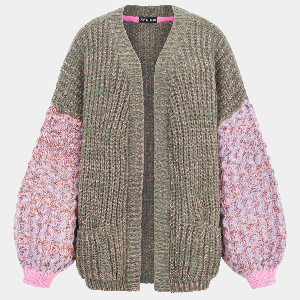 Madison Oversized Balloon Sleeve Knit Cardigan - Khaki Cara & The Sky