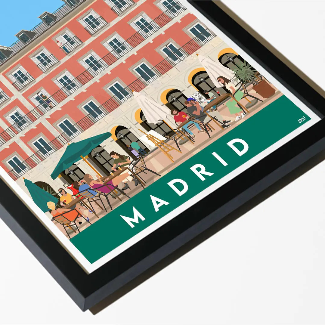 Madrid, Plaza Mayor Travel art by SAX Doodle