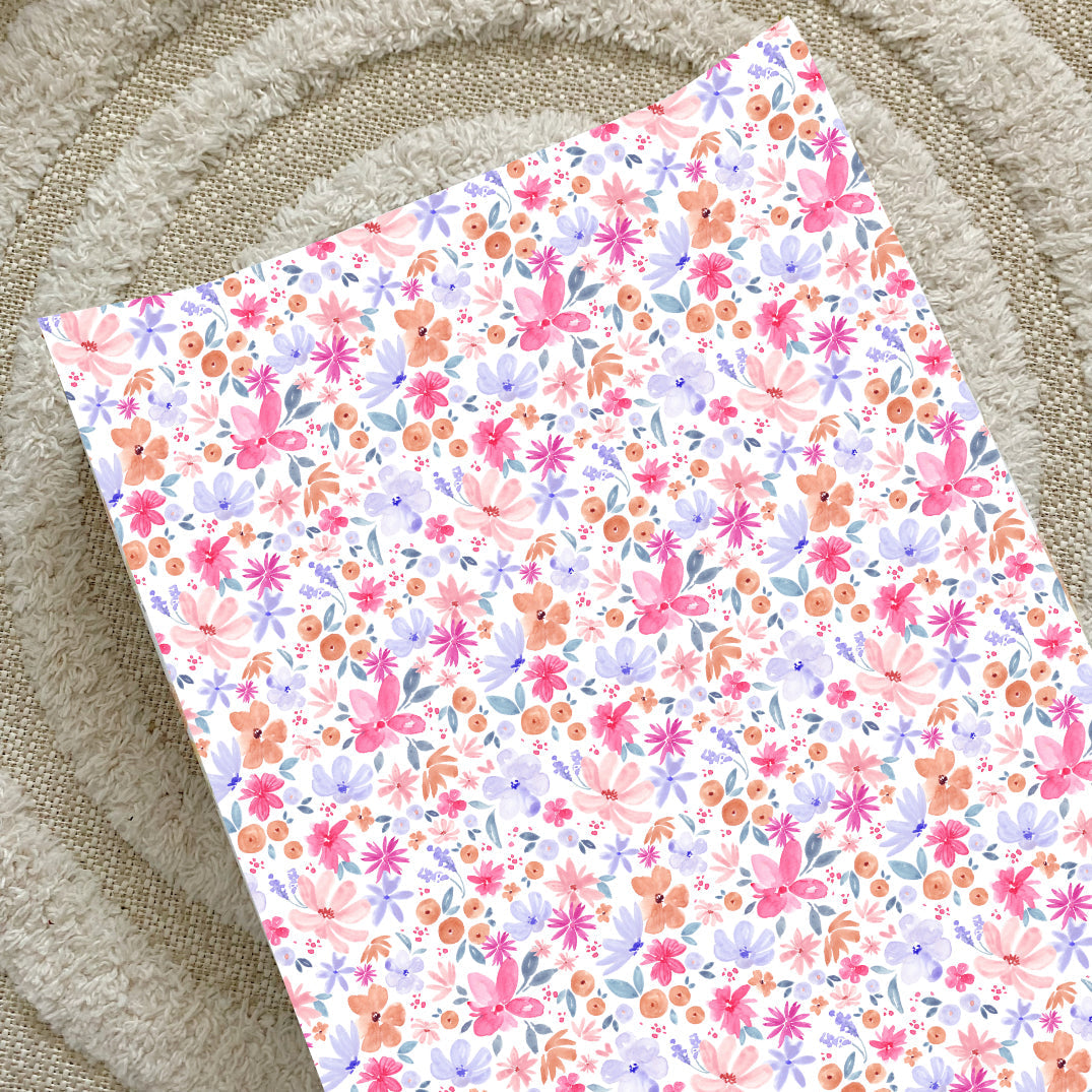 Anti-Roll Wedge Changing Mat - Magenta Pink Floral Print Bobbin and Bumble