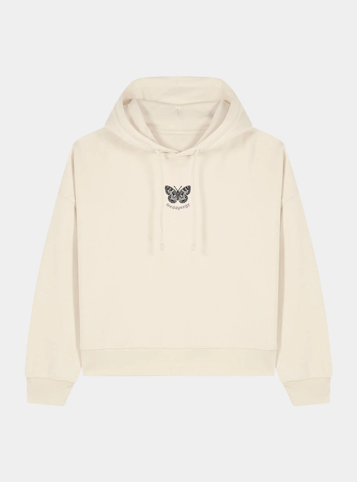 Marbled White Butterfly Cropped Hoodie - Butterfly - Unisex Relaxed Fit Freddyezgy