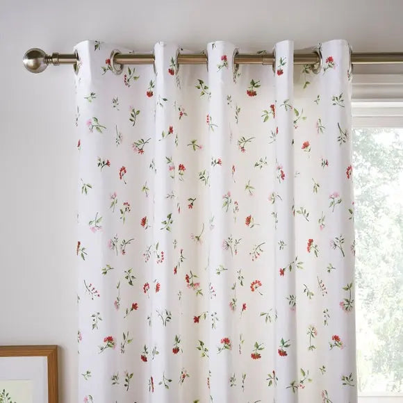 Margo Floral Cotton Blackout Eyelet Curtains Dunelm