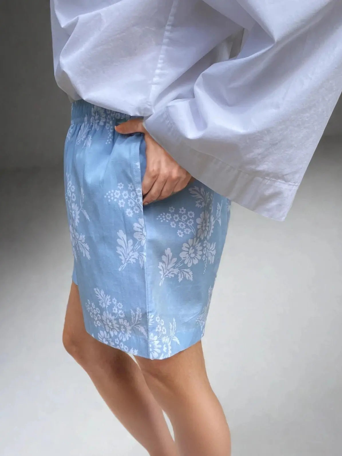 Marguerite Boxer Shorts, Organic Cotton, blue/white print AMOKA DALO