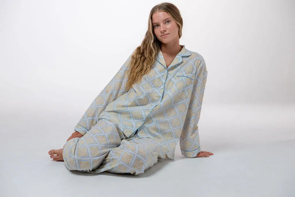 Mari Block Printed Women's Pyjama Trouser Set Naree Clothing