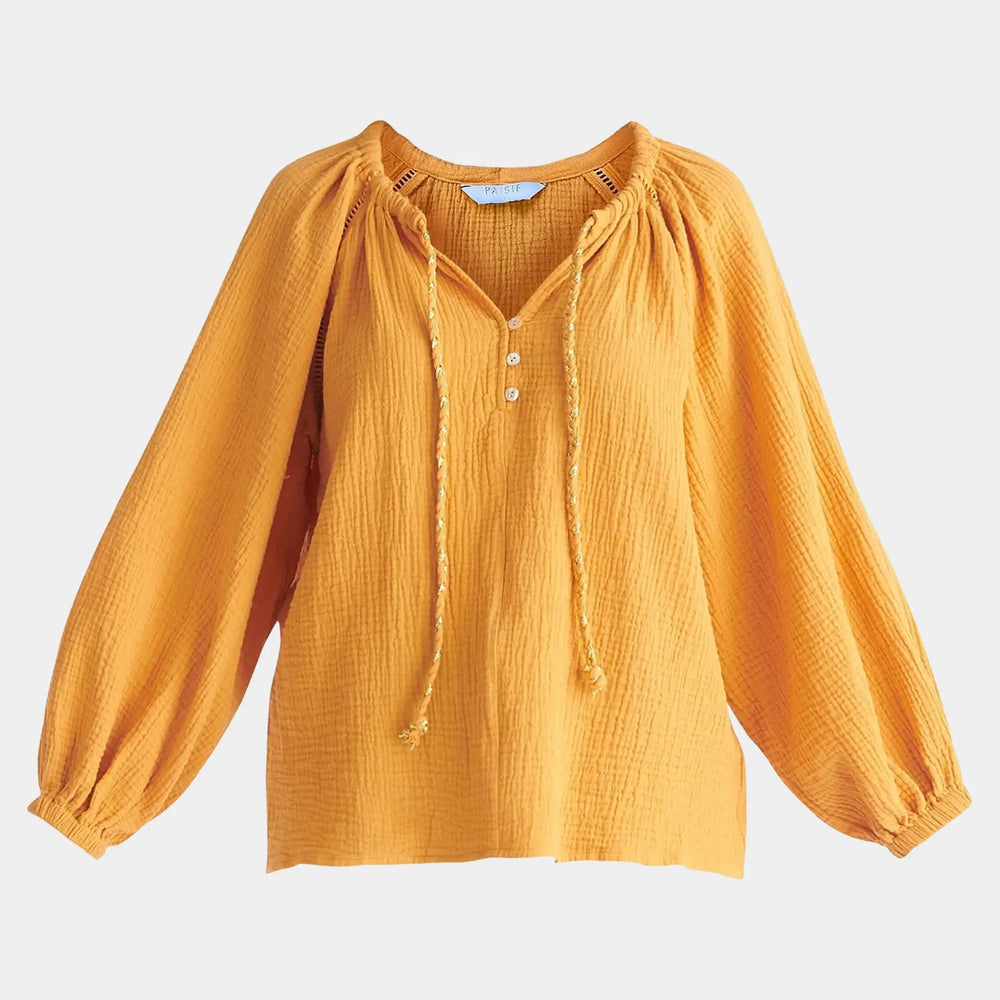 Marigold Cheesecloth Peasant Blouse Paisie