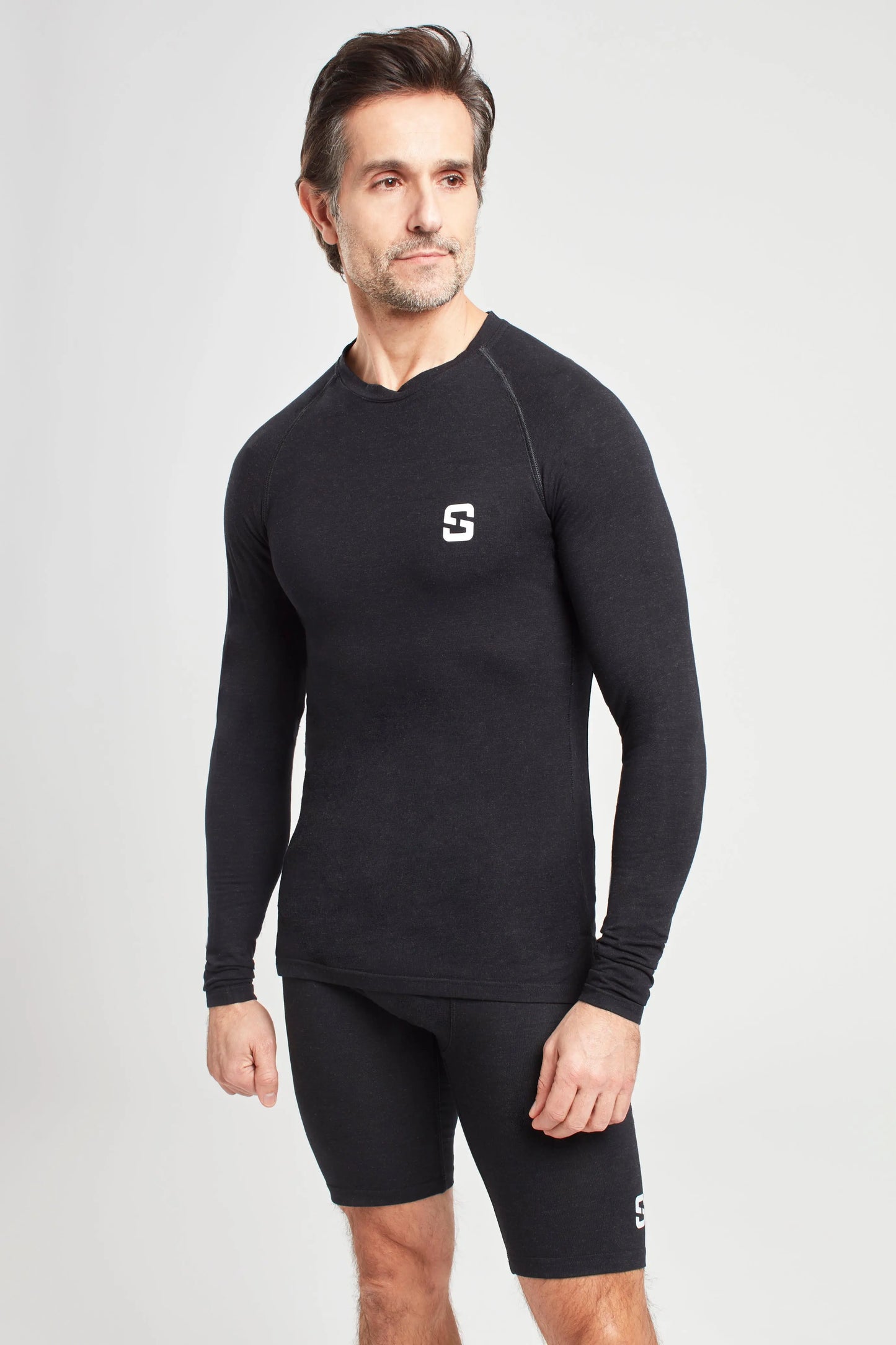 Marl Black Mens Long Sleeve Top Sōma Sportswear