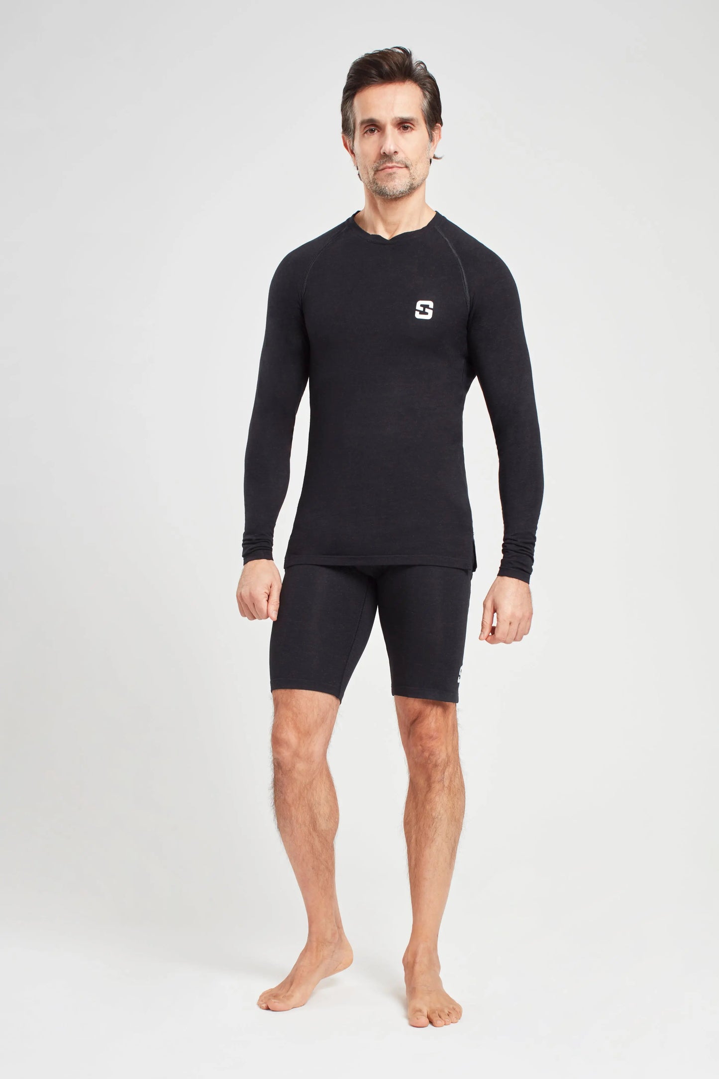 Marl Black Mens Long Sleeve Top Sōma Sportswear