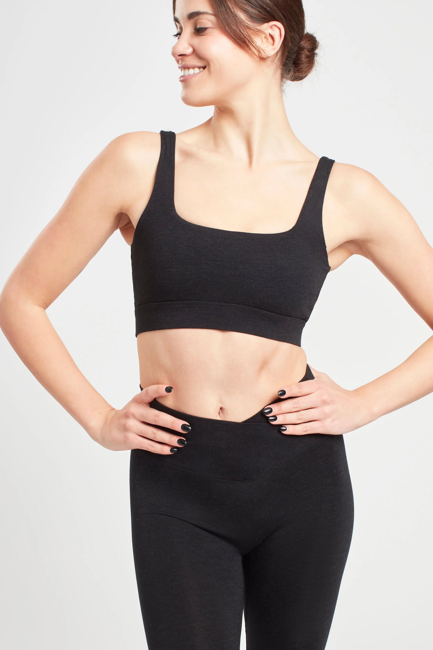 Marl Black Square Neck Sports Bra Sōma Sportswear