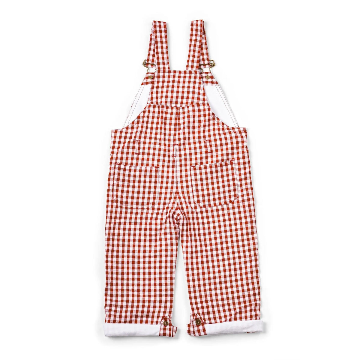 Maroon Check Seersucker Dungarees Dotty Dungarees
