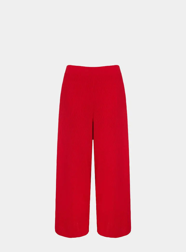 Martha Wide Leg Knitted Trousers Co-Ord - Red Cara & The Sky