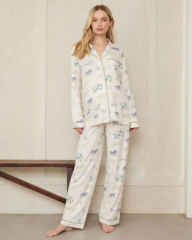 Maternity Racing Animals Print Long Pyjama Set Chelsea Peers