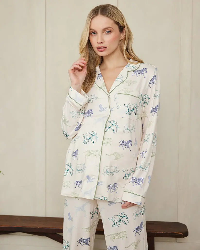Maternity Racing Animals Print Long Pyjama Set Chelsea Peers