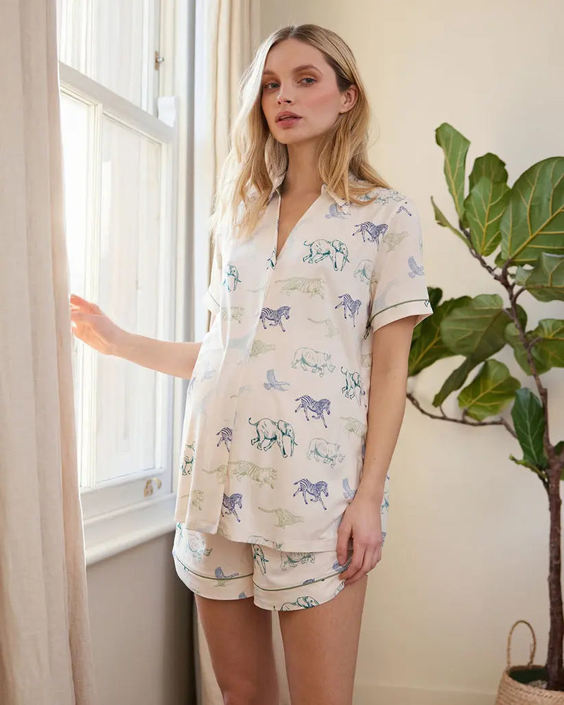 Maternity Racing Animals Print Short Pyjama Set Chelsea Peers