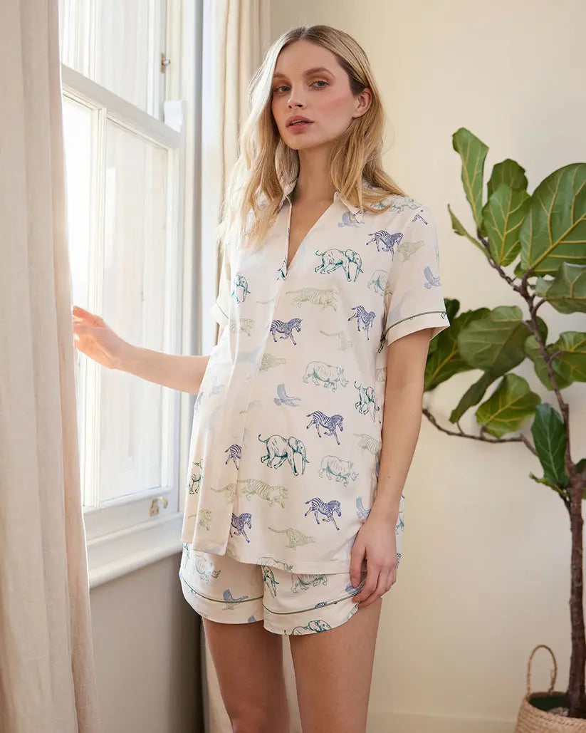 Maternity Racing Animals Print Short Pyjama Set Chelsea Peers