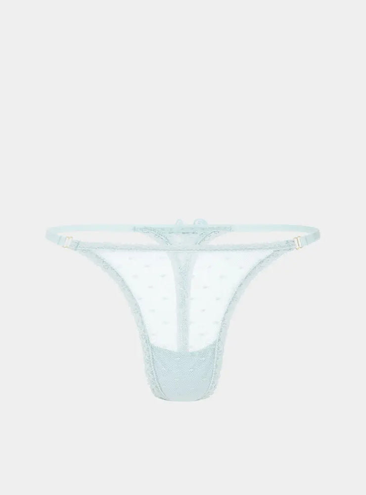 Matsu Recycled-Lace Low-Rise Thong - Fjordland Green Peachaus