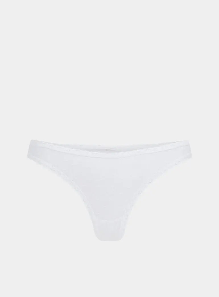 Matsu Recycled-Lace Low-Rise Thong - Glacier White Peachaus