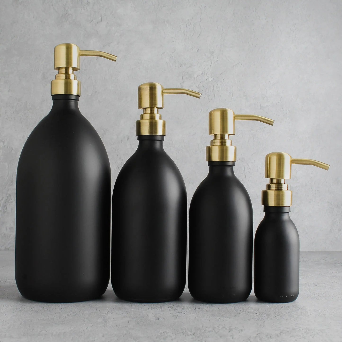 Matte Black Glass Dispenser Bottle With Gold Pump Namie Home