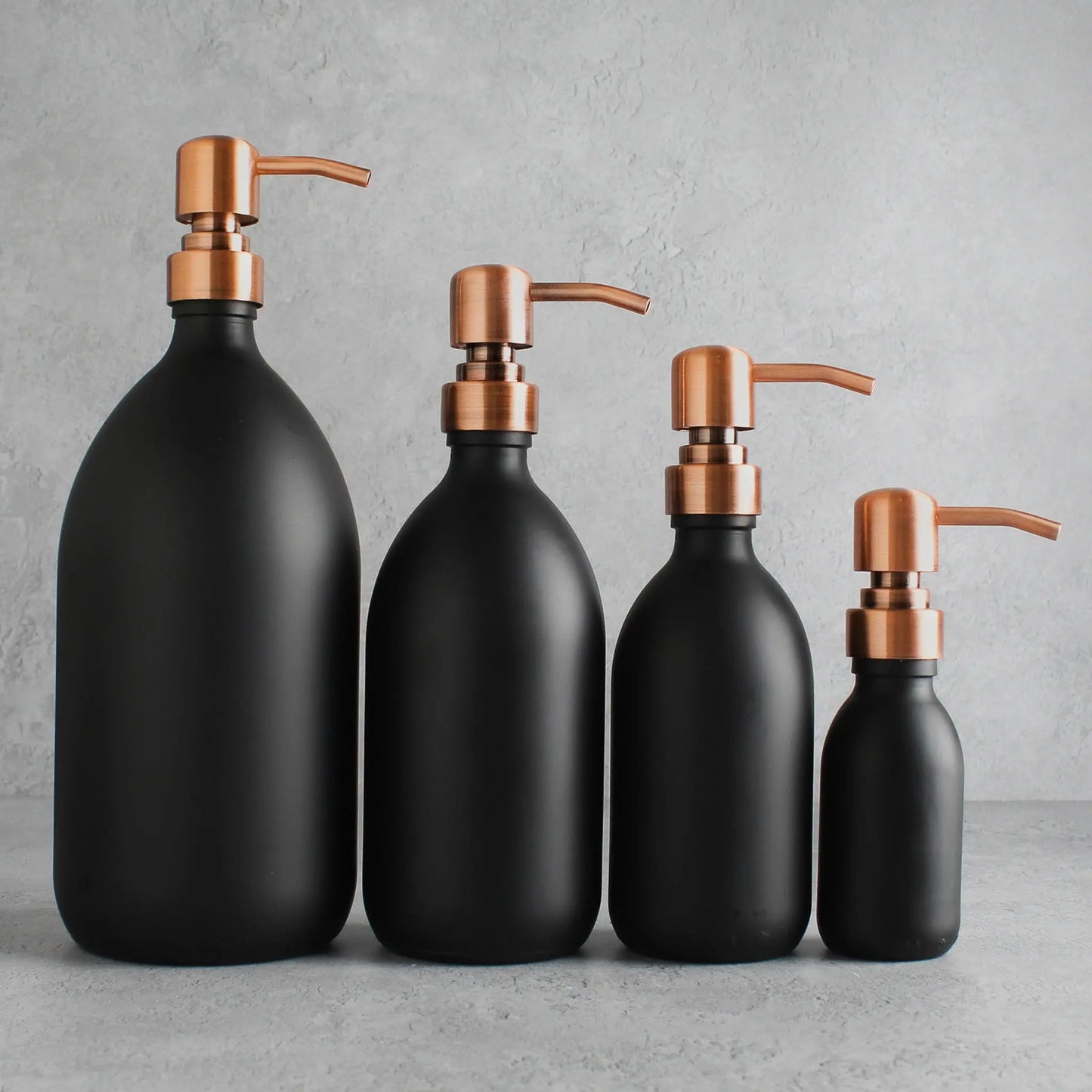Matte Black Glass Dispenser Bottle With Rose Gold Pump Namie Home