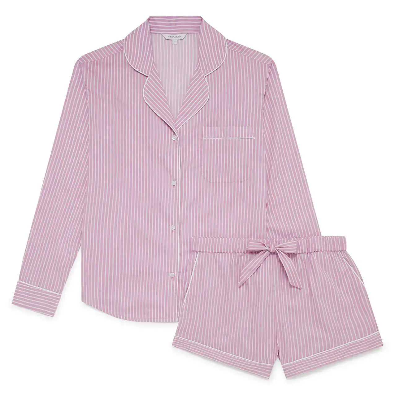 Stripe Women's Long Sleeve Organic Cotton Pyjama Short Set Myza