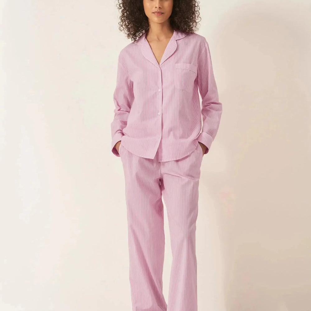 Stripe Women's Long Sleeve Organic Cotton Pyjama Trouser Set Myza