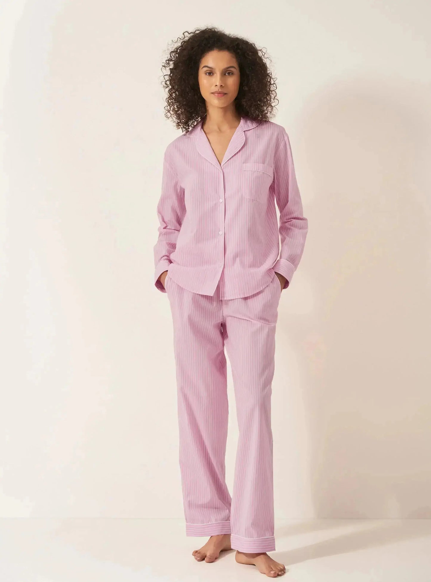 Stripe Women's Long Sleeve Organic Cotton Pyjama Trouser Set Myza