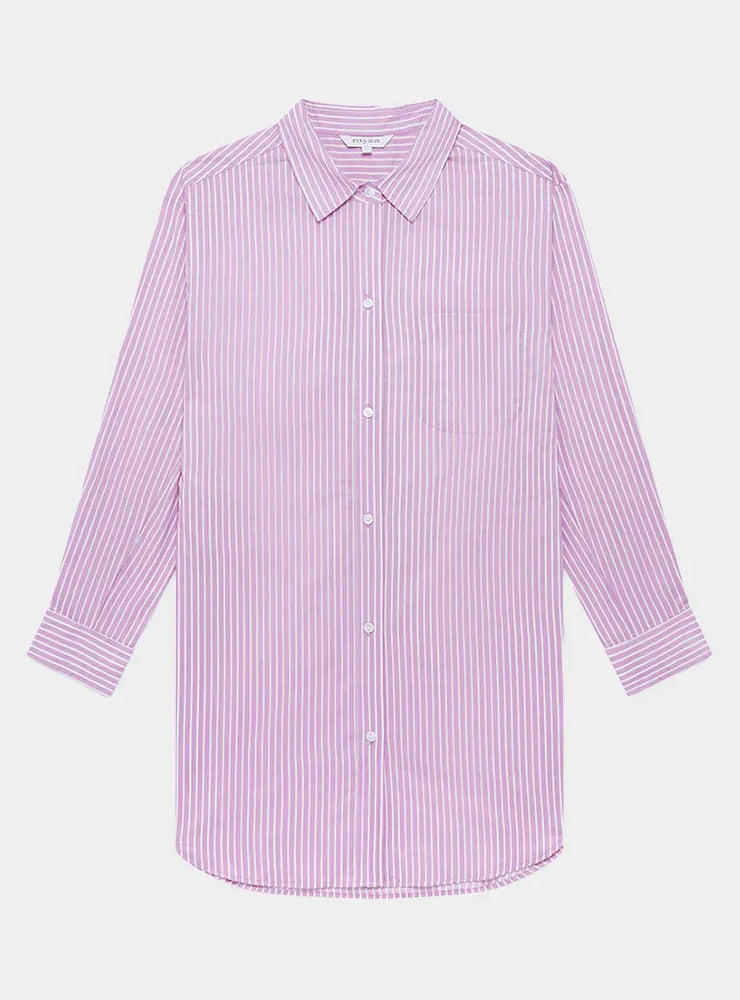 Mauve Stripe Women's Organic Cotton Nightshirt Myza