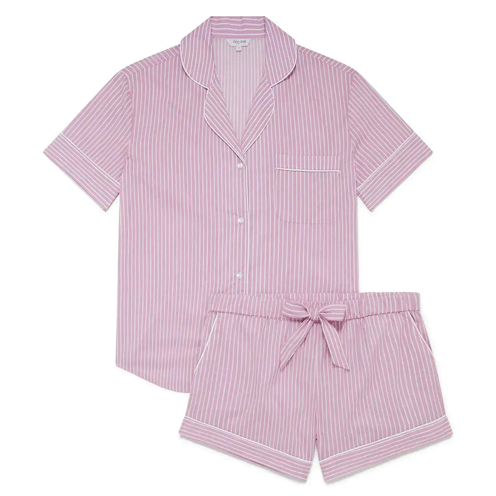 Stripe Women's Short Sleeve Organic Cotton Pyjama Short Set Myza