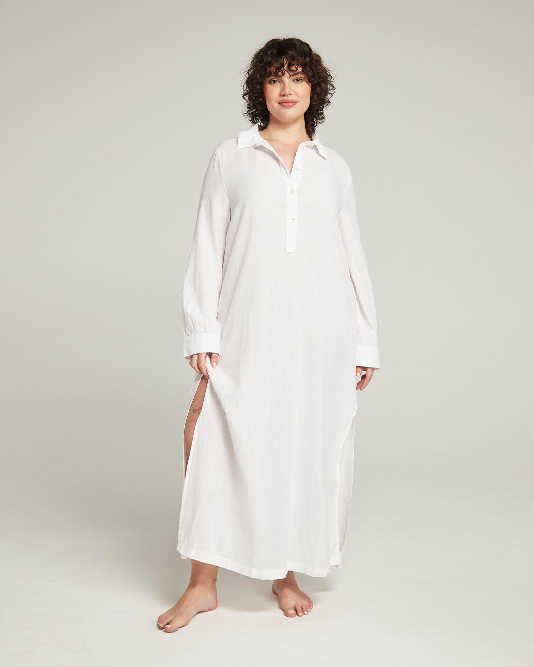 The Maxi Shirt - Cotton White Nudea